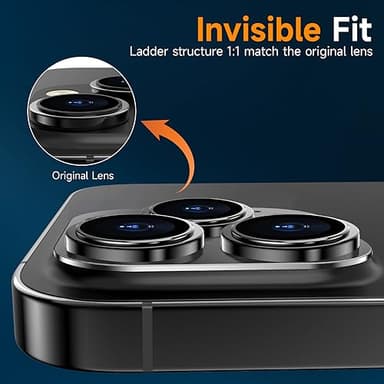 YWXTW for iPhone 15 Pro/iPhone 15 Pro Max Camera Lens Protector, [1:1 Perfect Fit] Matte Metal Anti Scratch Tempered Glass Camera Screen Protector Accessories, Case Friendly (Black Titanium) - Image 2