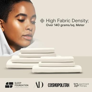 DOZ Sheet Set, 100% Viscose derived from Bamboo, Organically Grown, Buttery Soft, Cooling Sheets, High GSM, Deep Pockets - 4 Piece - 2 Pillowcases 1 Fitted Sheet 1 Top Sheet (Ivory, King) - Image 5