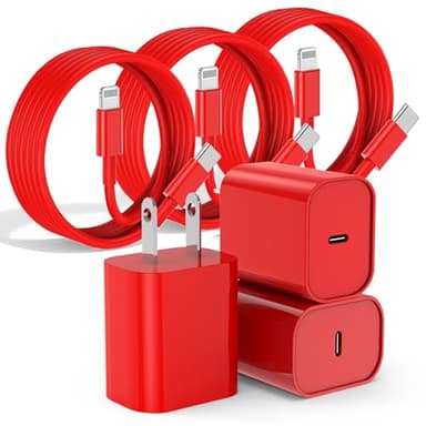 Fast Charger for iPhone Charger Fast Charging 10ft Lightning Cable,for iPhone 14 13 12 Pro Max Fast Charging with 20W USB C Charger Block,Type C to Lightning Cord for iPhone 11 Pro Max/XS-Red - Image 1