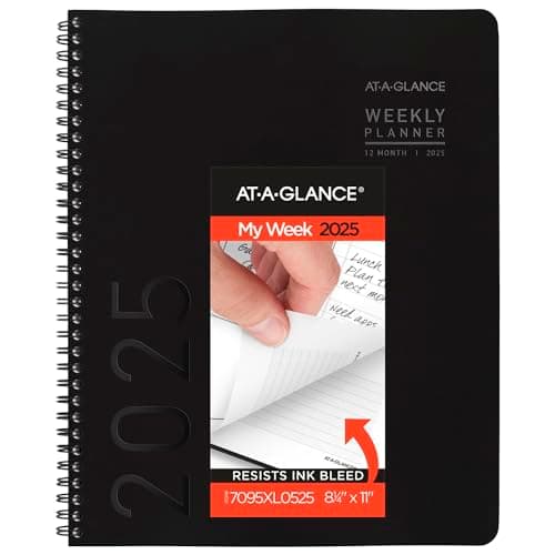AT-A-GLANCE 2025 Planner, Weekly & Monthly, 8-1/4" x 11", Large, Contemporary Lite, Black (7095XL0525) - Image 1