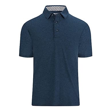 Alex Vando Mens Golf Shirt Moisture Wicking Quick-Dry Short Sleeve Casual Polo Shirts for Men,Navy,XL - Image 1