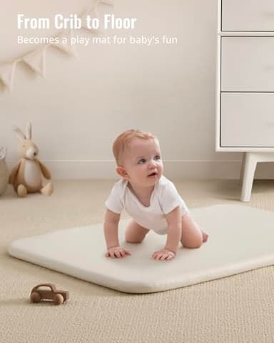 ThrivyHero Pack and Play Mattress Pad, 38x26 High Density Foam Pack N Play Mattresses with Ultra-Soft Jacquard Cover, Meets ASTM F2933-21a & F406-24 Thickness Standards, Machine Washable, White - Image 7