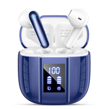 Wireless Earbuds, Bluetooth 5.4 Headphones, 48H, Stereo Ear Buds, LED Display Earphones with Mic, IP7 Waterproof In EarBud, Comfort Fit, Bluetooth Earbuds for Phone Android iOS, Sport, Walk, Blue - Image 1