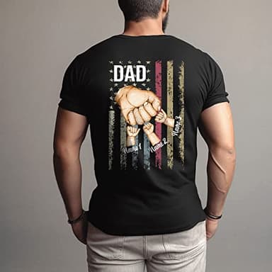 Personalized Best Dad Ever T-Shirt with Kids Name, Custom Dad Grandpa American Flag Shirt, Fist Bump Dad Shirt, Fathers Day T-Shirt, Gift for Husband, Dad Grandpa Gift from Kids - Image 3