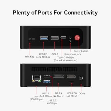 Beelink Mini PC, AMD Ryzen 7 6800U (8C/16T, up to 4.7GHz), 24GB LPDDR5 500GB PCIe4.0 SSD, SER5 MAX Mini Desktop Computer Support 4K@60Hz Triple Display/DP1.4/HDMI/Type-C/WiFi 6/BT5.2 for Office/Home - Image 7