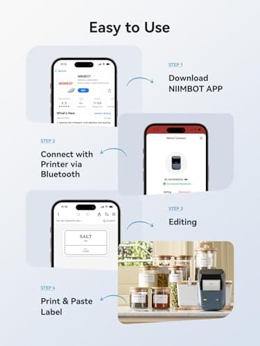 NIIMBOT B1 Label Maker Machine with 3 Tapes, 50x30mm/50x80mm/ 50x50mm Round Labels, Bluetooth Thermal Label Printer for Small Business,Office,Home,School (Blue, 1 Printer+3 Roll Label) - Image 4