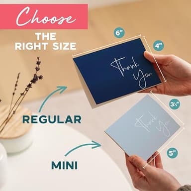 VNS Creations Thank You Cards With Envelopes Bulk Set & Stickers - 100 Pack 4x6 Blank Thank You Notes Bulk Box Set - Large Note Card Small Business, Wedding, Baby Shower & Bridal Shower - Light Blue - Image 2