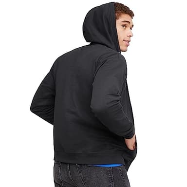 Hanes Men's Full-Zip Eco-Smart Hoodie, Black, Small - Image 2