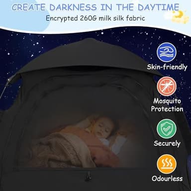 Sleep Tent for Pack N Play, Baby Sleep Tent One-Click Assembly Effective Light Blocking Tent for Sleep Pod & Mini Crib, Light Blocking Tent for Babies and Toddlers - Image 5