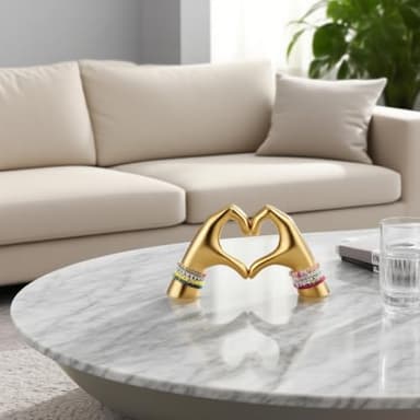 Mezchi Gold Heart Hands Sculpture Room Decor, Aesthetic Decor for Living Room Bedroom Bookshelf, Love Finger Modern Art Aesthetic Sculpture for Home Office Desktop, Birthday Gift - Image 4