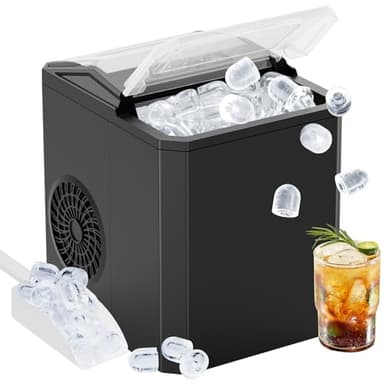 Sweetcrispy Countertop Ice Maker, Portable Ice Machine Self-Cleaning, 9 Cubes in 6 Mins, 26 lbs/24Hrs, 2 Sizes of Bullet Ice for Home Party Office - Image 1