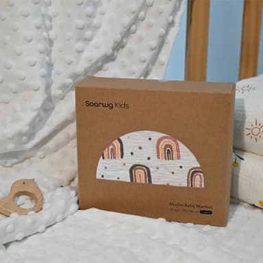 Soarwg Kids Baby Blanket Unisex Newborn, Super Soft Nursery Minky Blankets with Muslin Cotton for Boys Girls, Toddler Baby Nursery Bed Blanket Shower Gifts, 30 x 40 Inch - Image 6