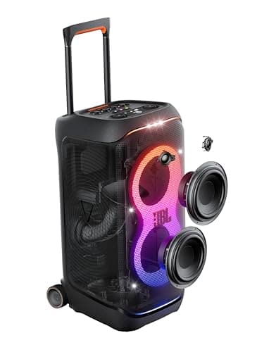 JBL PartyBox Stage 320 - Portable Party Speaker with Telescopic Handle & Wide, Sturdy Wheels, Powerful JBL Pro Sound, Futuristic lightshow, Up to 18 Hours of Play time, Splash Proof (Black) - Image 9