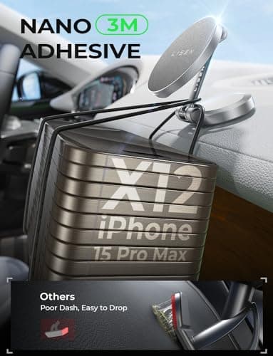 LISEN for Magsafe Car Mount Charger Dashboard, 360° Rotatable Mag Safe Charger Car Mount iPhone 16 Pro Max, Ultra Magnetic Wireless Car Charger for iPhone Car Mount for iPhone 15 14 Pro Max, Black - Image 4