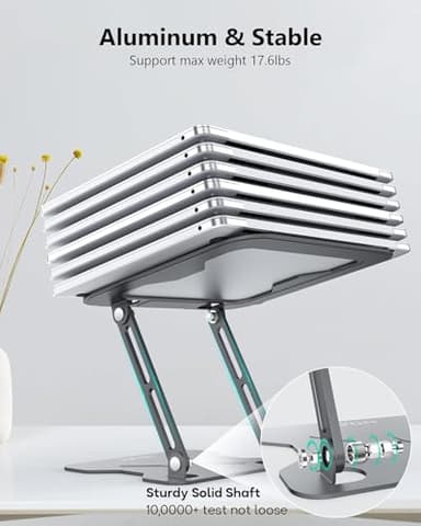 NTMY Portable Laptop Stand,Adjustable Laptop Stand,Folding Laptop Stand,Laptop Riser for Desk for Laptops up to 16 Inches MacBook air pro, Acer,Lenovo,Dell Notebook-Meteorite Grey - Image 5