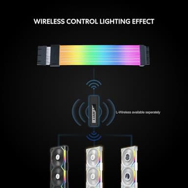 Lian Li Strimer Wireless 24 Pin with Controller (PW24-1W-T) - Addressable RGB Power Extension Cable - 2.4 GHz Wireless Control with 315mm; 12.4 Inch Length - Wireless Controller Included & Required - Image 3