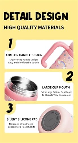 Stainless Steel Whale Fountain Tumbler with Handle 2025 Drinking Cup with Whale Squirt Insulated Travel Tumblers Kids Weighted Sippy Cup No Spill Cute Water Bottle with Lids and Straws Leak Proof (A3) - Image 3