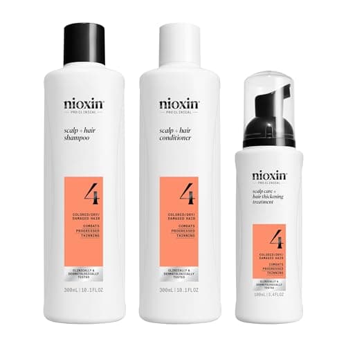 Nioxin Scalp + Hair Thickening System 4 |For Colored or Damaged Hair with Progressed Thinning| With Niacinamide and Biotin | Full Size| 3 Month Supply - Image 1
