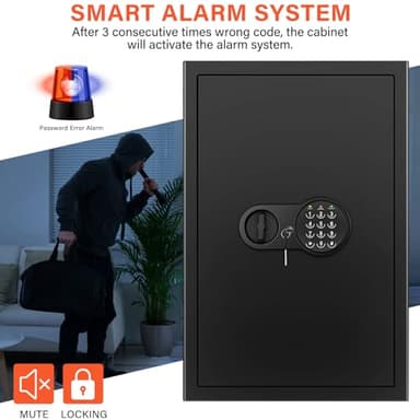 23.62'' Tall Extra Large Home Safe Box, Safe with Fireproof Waterproof Document Bag, Digital Keypad and 3 Removable Steel Shelves, Security Box for Money Medicines Jewelry Valuables - Image 4