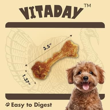 VITADAY Turkey Tendon Bone (S) Pack of 4, 100% Natural, USA-Sourced Turkey Tendon, High-Protein, Low-Fat, Long-Lasting Dog Chew, Rawhide Alternative, Hypoallergenic Puppy & Dog Treats - Image 2