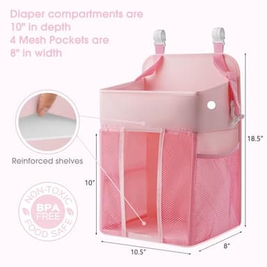 Maliton Hanging Diaper Caddy Nursery Caddy Organizer for Playard, Wall or Crib, Diaper Stacker with Baby Essentials Storage - Image 4