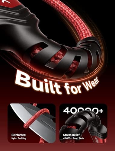 JSAUX USB C Cable [2-Pack 6.6ft], USB A to USB Cord Fast Charging for iPhone 17, iPhone Air, iPhone 17 Pro, iPhone 17 Pro Max, iPhone 16/iPhone 15 Series, Samsung S20 S10, Note 20 10, Car Play - Red - Image 5