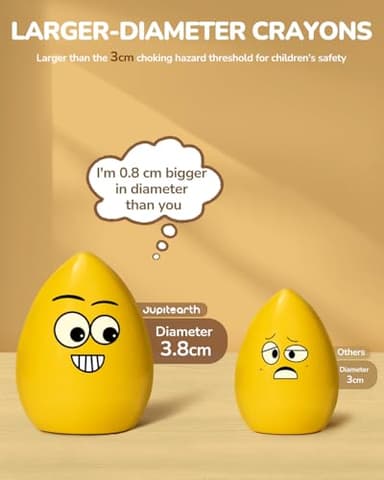 JUPITEARTH 12 Colors Egg Crayons for Toddlers 1-3, Palm-Grasp Non Toxic Jumbo Washable Crayons for Kids, Fat Brain Toys for Preschool Art Supplies and Perfect Easter Gifts for Boys and Girls - Image 5