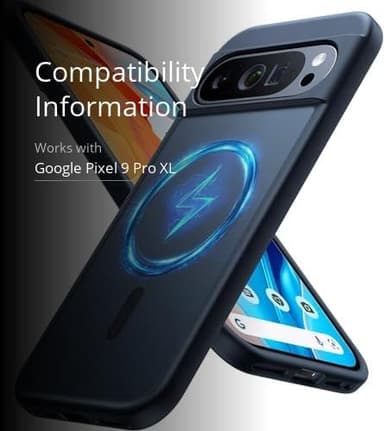 TORRAS Magnetic Shockproof for Google Pixel 9 Pro XL Case, [Fit for MagSafe][16FT Mil-Grade Drop Protection] Translucent Protective Anti-Fingerprint Anti-Scratch Case for Pixel 9 Pro XL, Black - Image 3