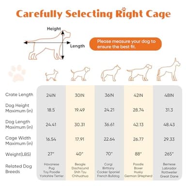 Sweetcrispy Dog Crate with Divider Panel, 42 Inch Double Door Folding Metal Wire Dog Cage with Plastic Leak-Proof Pan Tray, Large XL Pet Kennel for Indoor, Outdoor, Travel - Image 4