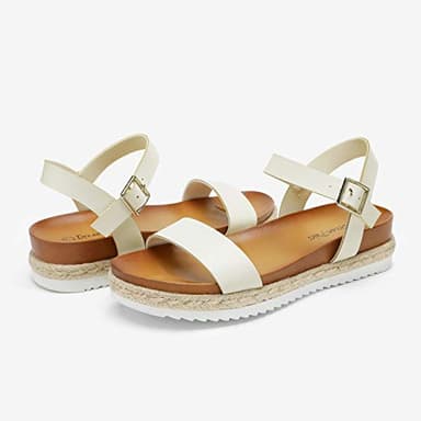 DREAM PAIRS Women White Pu Open Toe Ankle Strap Espadrille Casual Flatform Platform Wedge Sandal -White/Pu - 9 - Image 2