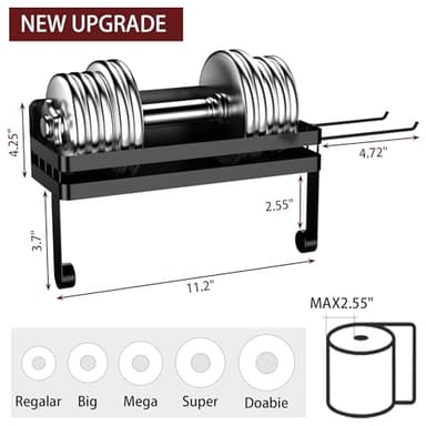 ZUNTO Magnetic Paper Towel Holder for Fridge, Black Kitchen Organizer with Towel Roll Holder, Spice Shelf and 2 Hanging Racks(No Drilling) - Image 6