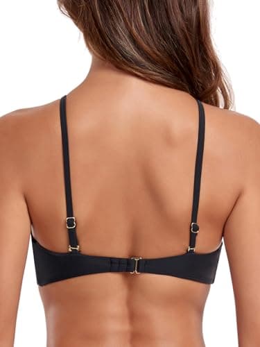 RELLECIGA Women's Black Wavy Halter Bikini Top Criss Cross Cutout Bathing Suit Size X-Large - Image 6