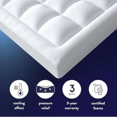 Best Price Mattress 4 Inch Pillowtop Mattress Topper and Pad Combo, 2 Inch Egg Crate Foam Mattress Topper, 2 Inch Plush Mattress Pad, Certified Safe Foam and Fabric, Dorm Essentials, Queen - Image 2