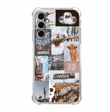 mehidpur Cowboy Cowgirl Case for Samsung Galaxy S25+,Retro Western Country Life Art Collage,Trendy Soft TPU Protective Case for Galaxy Galaxy S25 Plus - Image 1