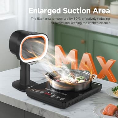 Portable Range Hood - 4-Speed Adjustable Exhaust Fan with Telescoping Height & 40° Tilt Low Noise 52dB, Large-Caliber Aluminum Filter + Oil Cup & 10 Carbon Cotton Filters for Indoor BBQ/Hot Pot/RV - Image 7