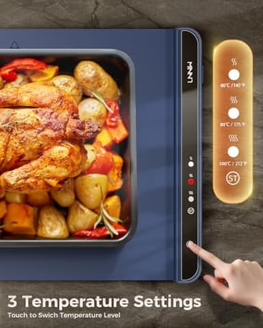 Warming Mat for Food,Food Warming Mat,Electric Warming Tray for Buffets Party and Home Daily Use,Heating Fastly in 10s,Portable Design,Timed Function for Your Family. - Image 2