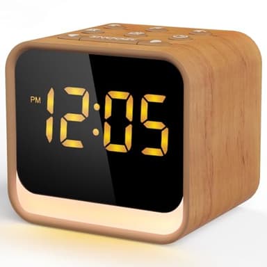 Housbay Wooden Sound Machine Alarm Clock for Bedrooms - Gentle Wake-Up with Birdsong, White Noise for Sleeping, Small Digital Clock for Phone-Free Routine - Image 1