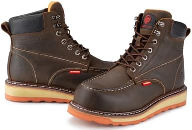 SUREWAY 6” Mens Heavy Duty Steel/Composite/Soft Toe Work Boots for Men,Goodyear Welt,Extremely Comfortable Durable Proved,Superior Oil/Slip Resistant,Thicker Leather,Wedge Sole,Moc Toe Work - Image 5