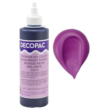 DecoPac Premium Gel Food Coloring | Neon Bright Purple Food Coloring For Baking | 8oz | Color Buttercream, Fondant, Frosting & Piping Gel, Food Safe, Highly Concentrated Gel, 8 oz - Neon Bright Purple - Image 1