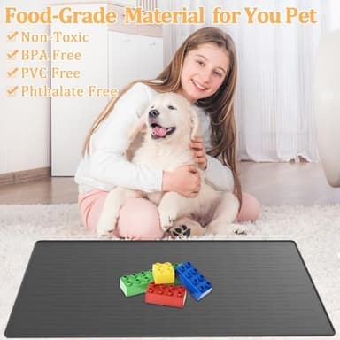32"x24" Large Silicone Pet Feeding Mat, Waterproof Non-Slip Dog and Cat Bowl Mat for Food & Water, Durable Floor Protector to Prevent Spills, Easy to Clean, Light Gray - Image 5