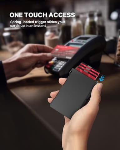 typecase Tactical Wallet for Men Card Holder: Pop Up Card Case, Genuine Leather, Smart, RFID Blocking, Slim, Minimalist, Thin, Front Pocket - 9-13 Card Capacitiy, ID Window, Money Clip (Brown) - Image 3