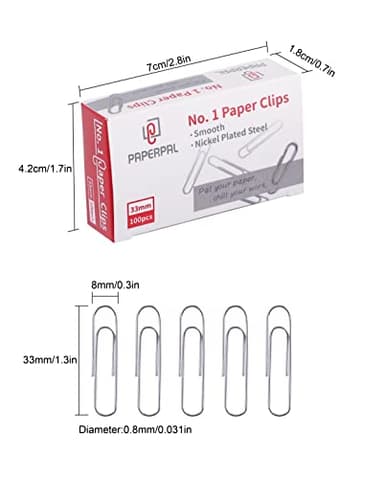 PAPERPAL Paperclips for Office School & Personal Use, #1 Smooth Paper Clip (1-2/7"), 600 Medium Paper Clips (6 Boxes of 100 Each), Silver - Image 2