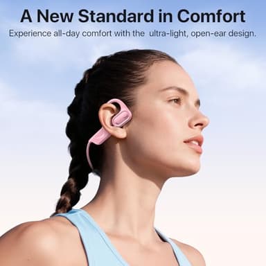 Open Ear Headphones with Mic, Bluetooth 5.4 Headset, Dual Connect Headphones with Noise Cancelling & Mute, Wireless Headset with Mic for Work, Mobile, Tablets, Laptops, Pink - Image 2