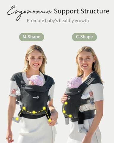 GROWNSY Baby Carrier Newborn to Toddler, Cozy Baby Wraps Carrier, Ergonomic Baby Carrier with Head Support, Deep Grey - Image 5