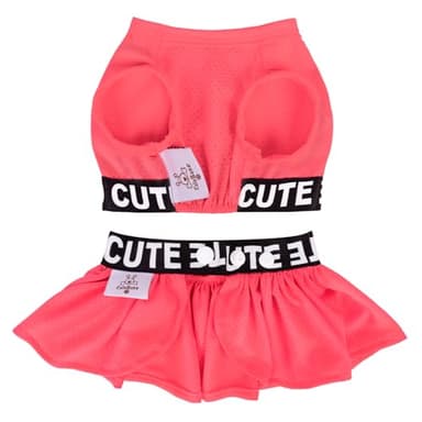 CuteBone Two Piece Dog Sports Dress Athleisure Puppy Fluorescent Red Skirt Lightweight Small Dogs Girl Clothes Cat Apparel SPS08XS - Image 8