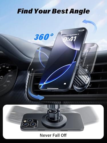 Rorhxia [Military-Grade] Magnetic Phone Holder for Car [Upgraded Strongest Magnet Power] Car Magnet Phone Mount, Air Vent Hands-Free Mag-Safe Cell Phone Holder Fit for iPhone 16 15 14 13 Pro Plus Max - Image 4
