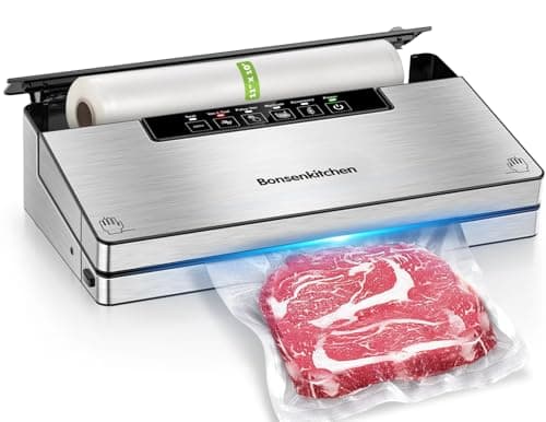 Bonsenkitchen Vacuum Sealer Machine, Powerful Stainless Steel Food Sealer with 5 Modes, Built-in Cutter & Bag Storage,Globefish Technology for High-Speed Continuous Working, Include 1 Bag Roll - Image 1