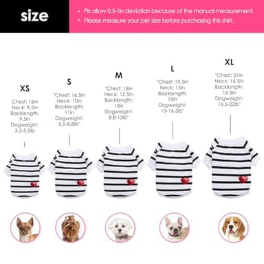 Preferhouse Pet Dog Striped T-Shirt Dogs Cats Cotton Vest Spring Summer Pet Apparel Tee Shirt Suitable for Small and Medium Large Pets French Bulldog Bichon - Image 3