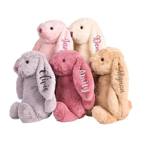 Personalized Easter Bunny Custom Bunny Stuffed Animals With Child's Name Handmade Embroidered Custom Plush Rabbit Toy for Girls Boys Kids - Image 1