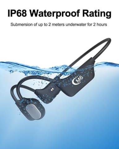 Bone Conduction Headphones Open Ear Waterproof Swimming Headphones Bluetooth 5.4 with Built-in MP3 Player 16G Memory Open Ear Sports Headset for Underwater Running Cycling and More Activities - Image 8